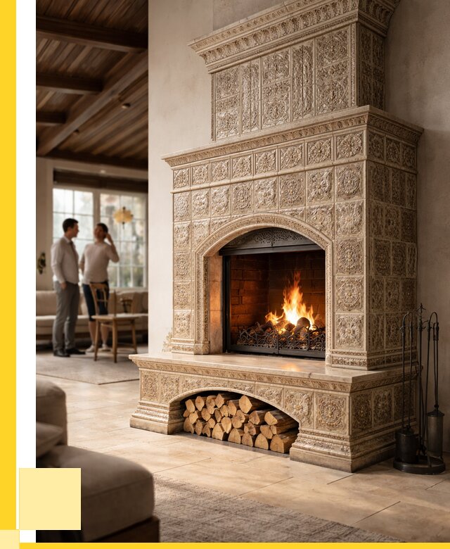 Купить изразцовый камин в Электростали от 253250 р. | ЭриданЭлк