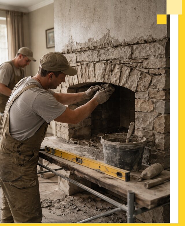 Изготовление каминов под ключ в Электростали, монтаж и отделка