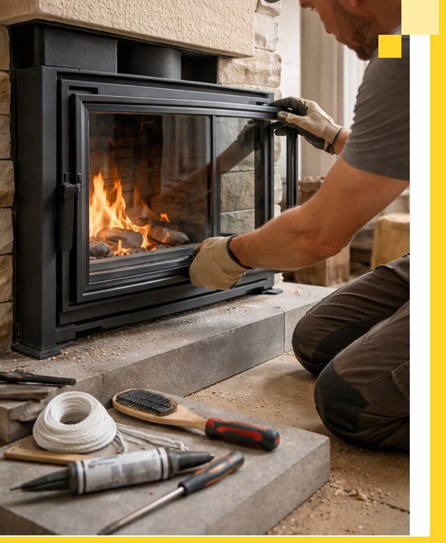 Производство, монтаж и доставка каминов со стеклом в Электростали