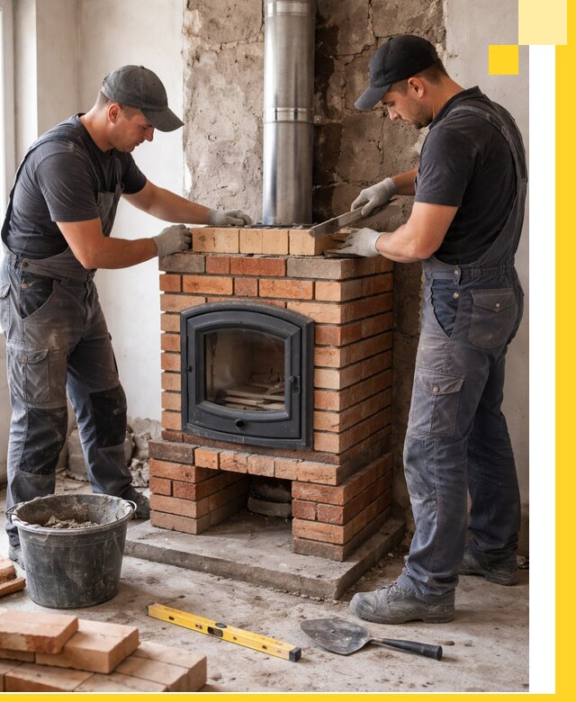 Монтаж печи камина под ключ в Электростали с гарантией и пусконаладкой