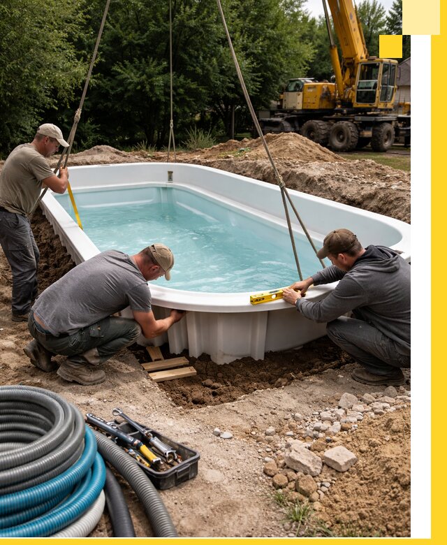 Установка и монтаж композитных бассейнов под ключ в Электростали