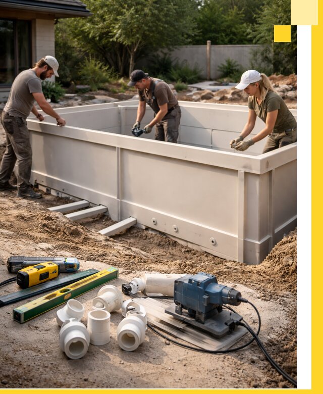 Установка полипропиленовых бассейнов под ключ в Электростали