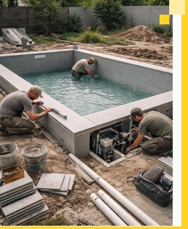 Строительство и монтаж бассейнов для дачи под ключ в Электростали