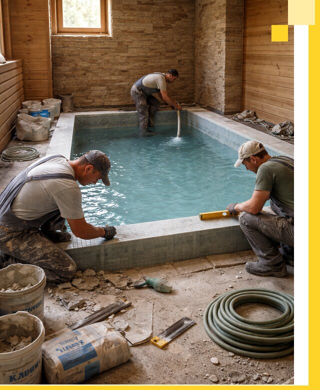 Проектирование и строительство бассейнов для бани в Электростали