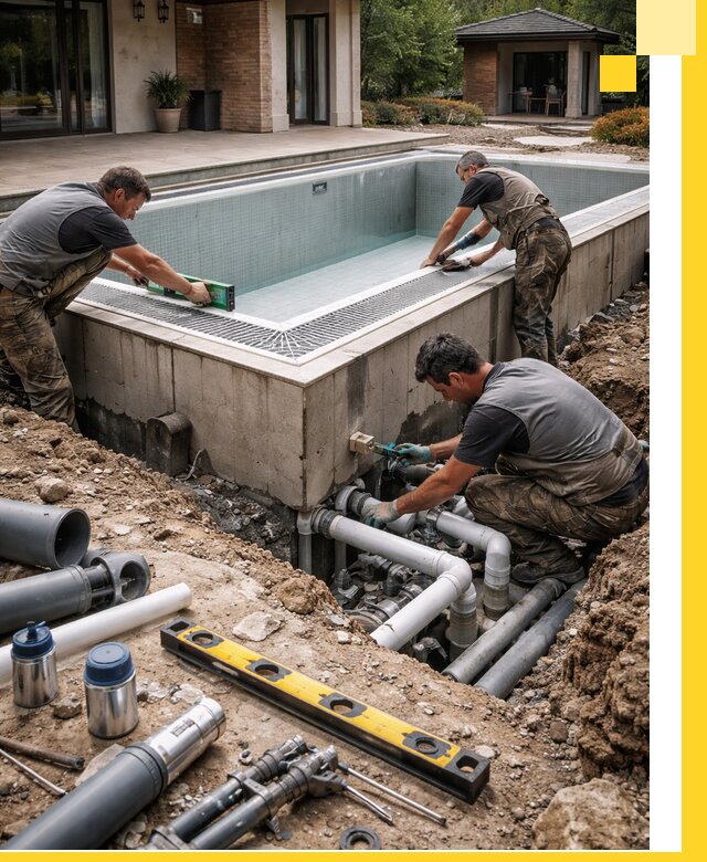 Строительство переливных бассейнов в Электростали под ключ