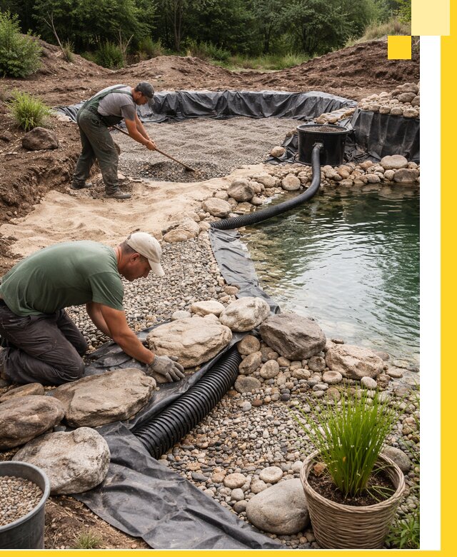 Строительство природных бассейнов и озер в Электростали под ключ