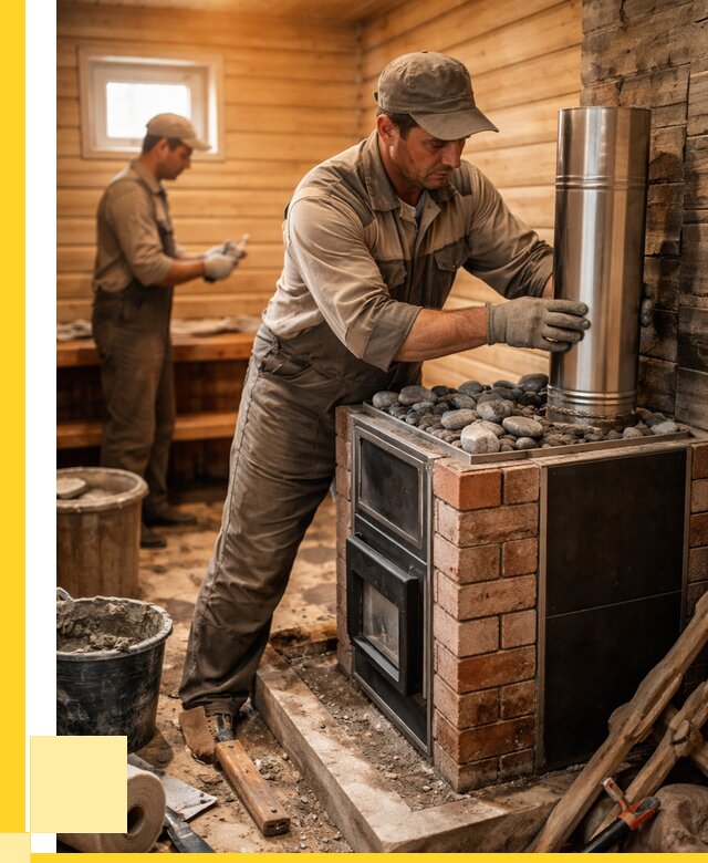 Монтаж печи в бане под ключ в Электростали от 20260 р. | ЭриданЭлк