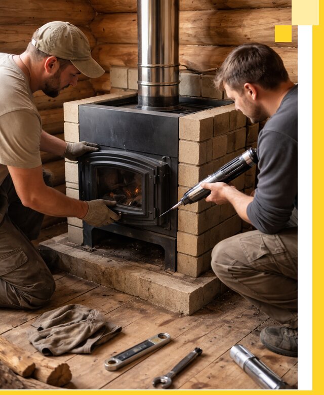 Монтаж и установка печи в бане под ключ с гарантией в Электростали