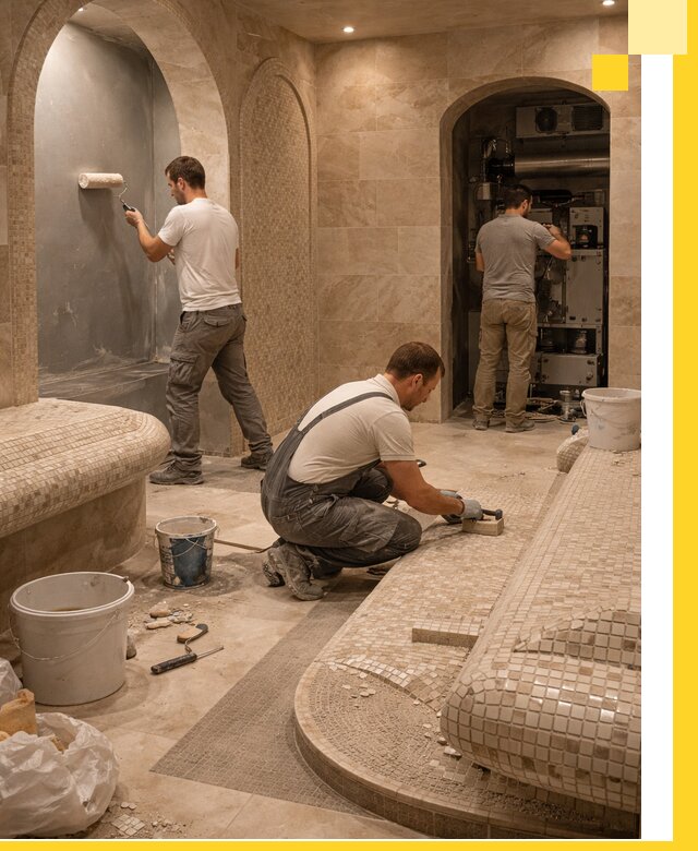 Строительство бани с хамамом и бассейном под ключ в Электростали