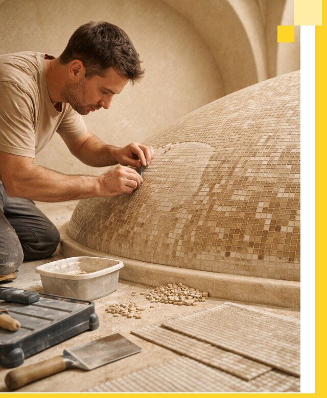 Профессиональная укладка мозаики для хамама под ключ в Электростали